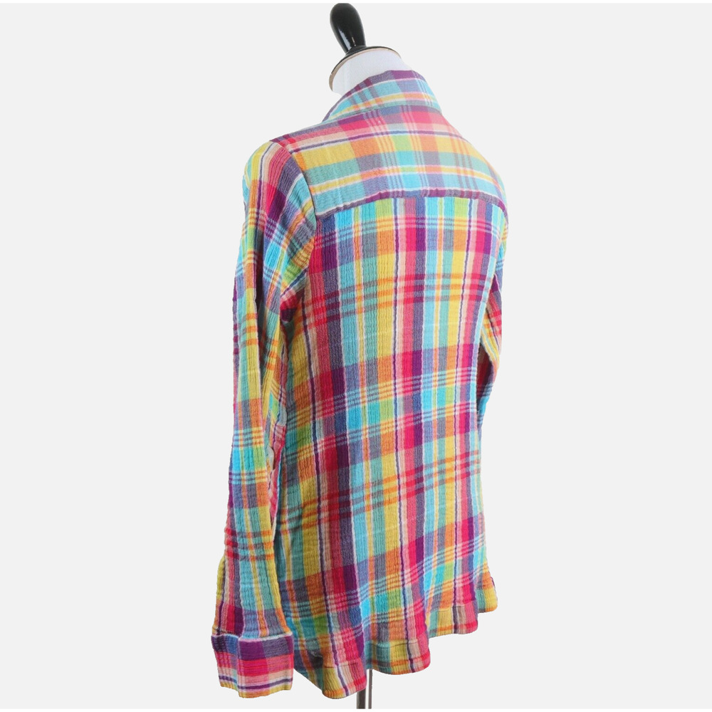 Soft Surroundings Size M Kona Shores Shirt Crinkle Plaid Multicolor - Picture 4 of 11